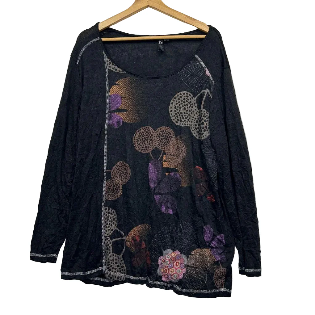 Taking Shape Black Botanical Print Top - Size 18/M