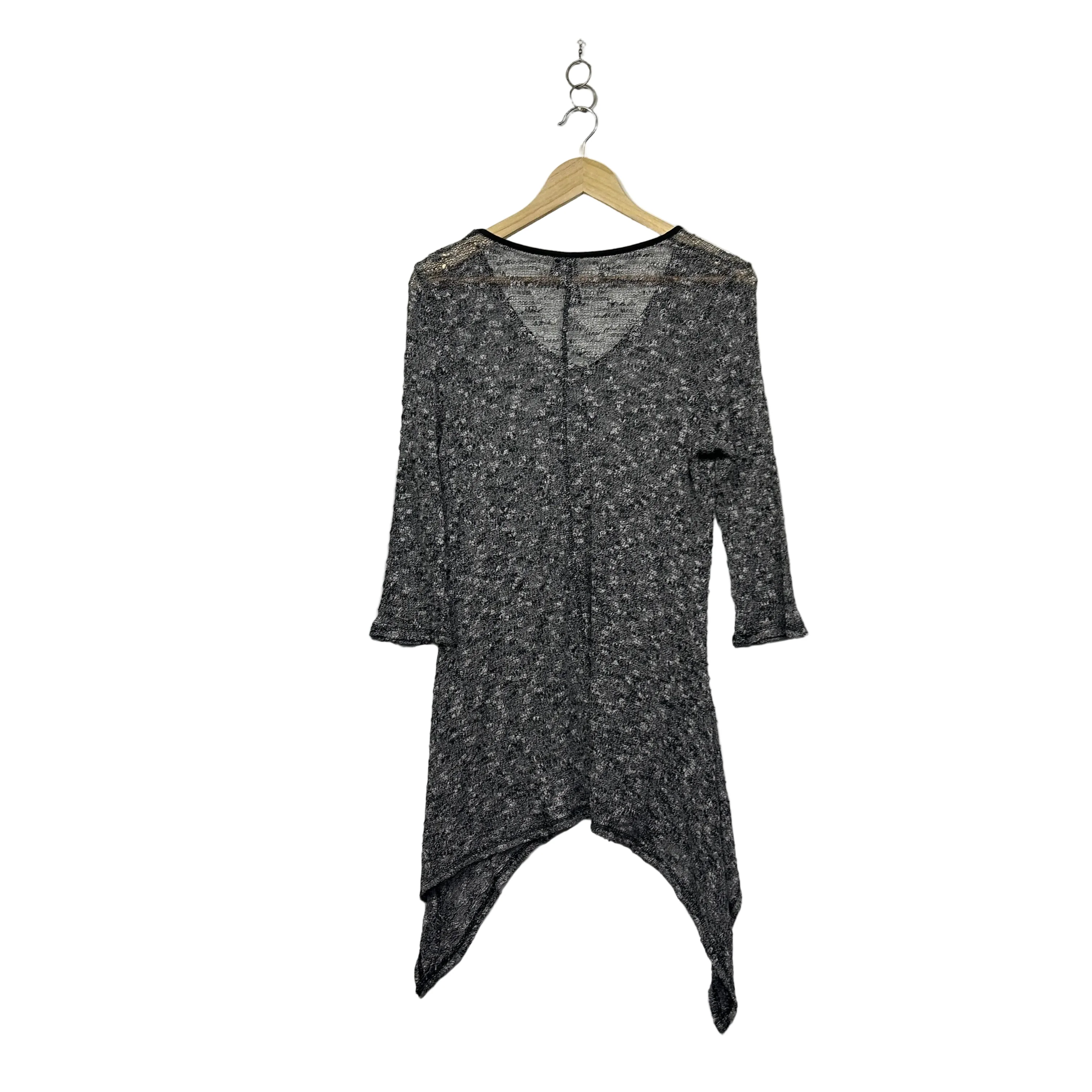 Taking Shape Black Mesh Knit Sheer Asymmetric Tunic - Size 14/XS - Image 2
