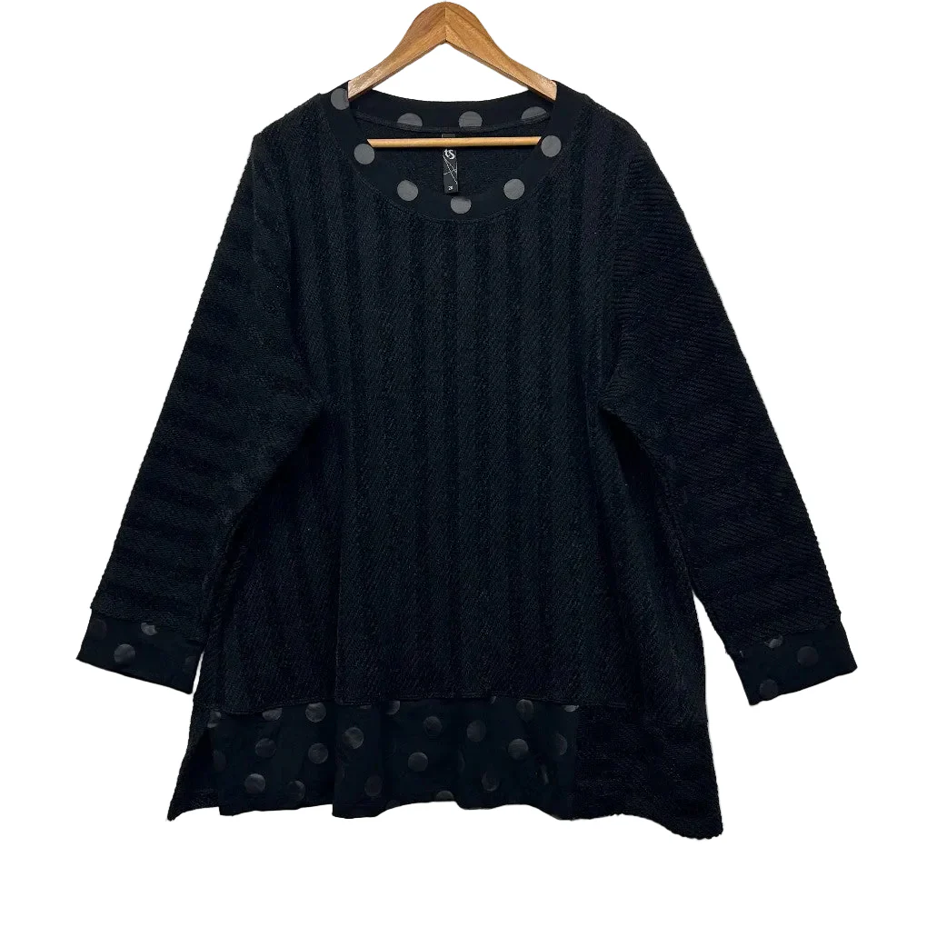 Taking Shape Black Textured Polka Dot Tunic Top - Size 20