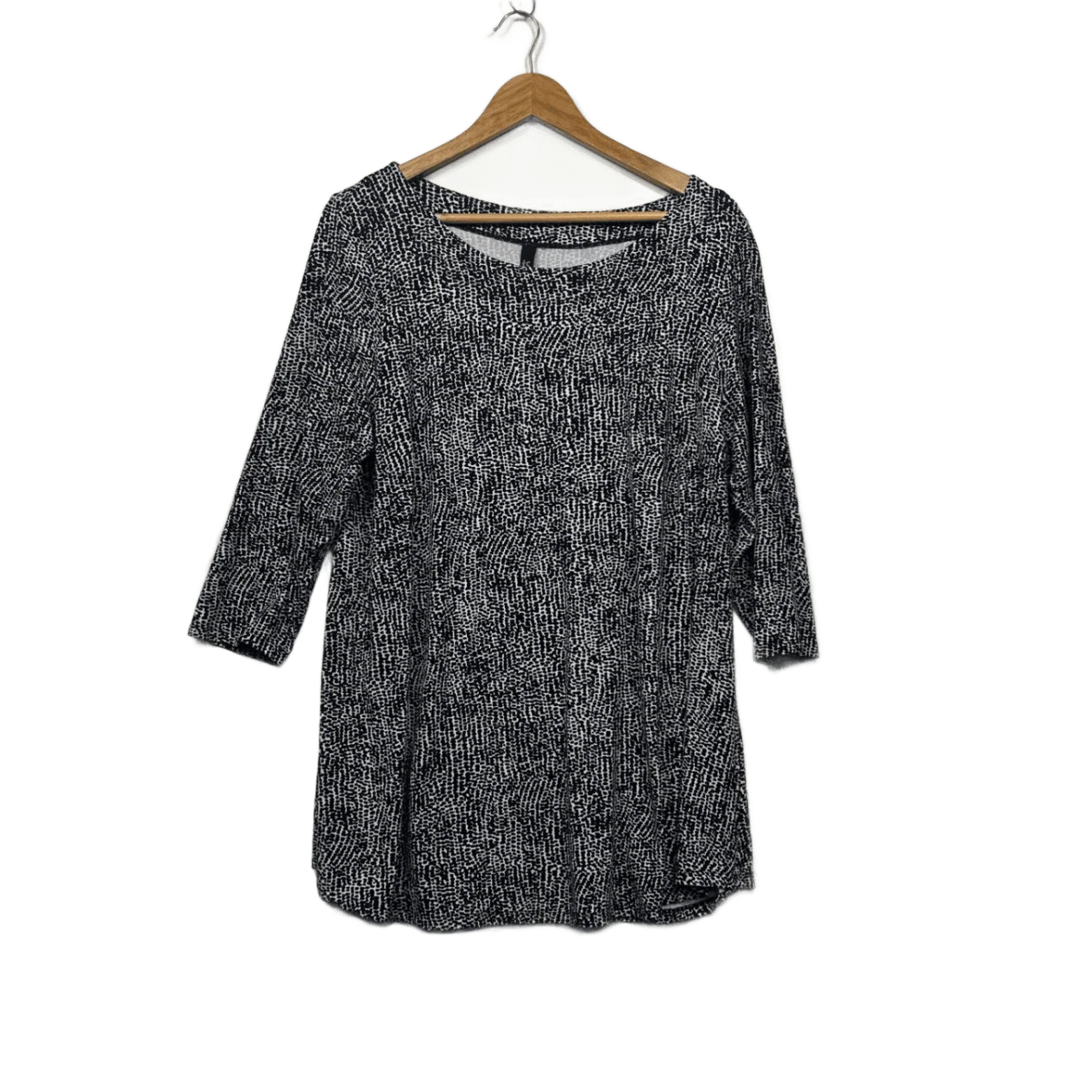 Taking Shape Black White Long Sleeve Scoop Neck Casual Blouse Top Size 14
