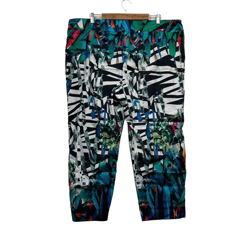 Taking Shape Multicolour Cotton Tropical Print Cropped Pants - Size 22