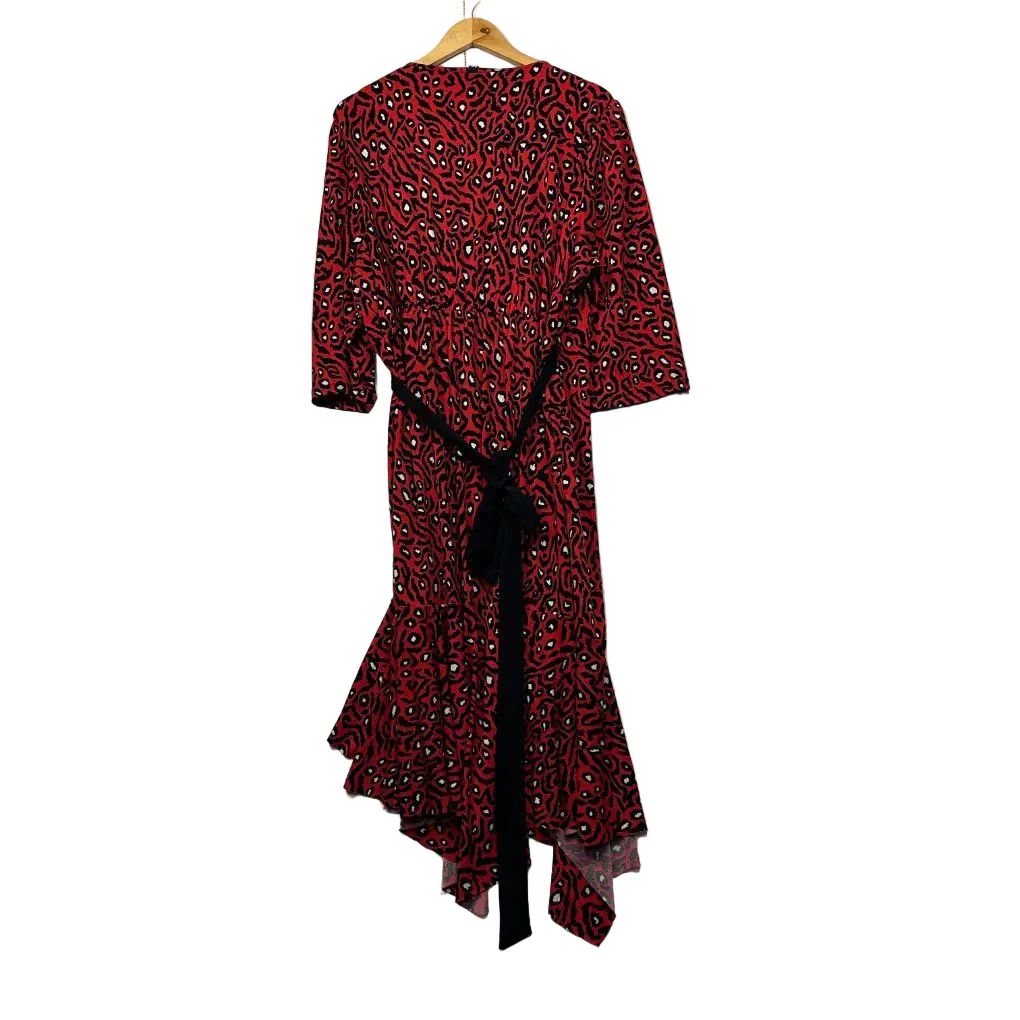 Taking Shape Red Animal Print Wrap Dress - Size 22 - Image 3