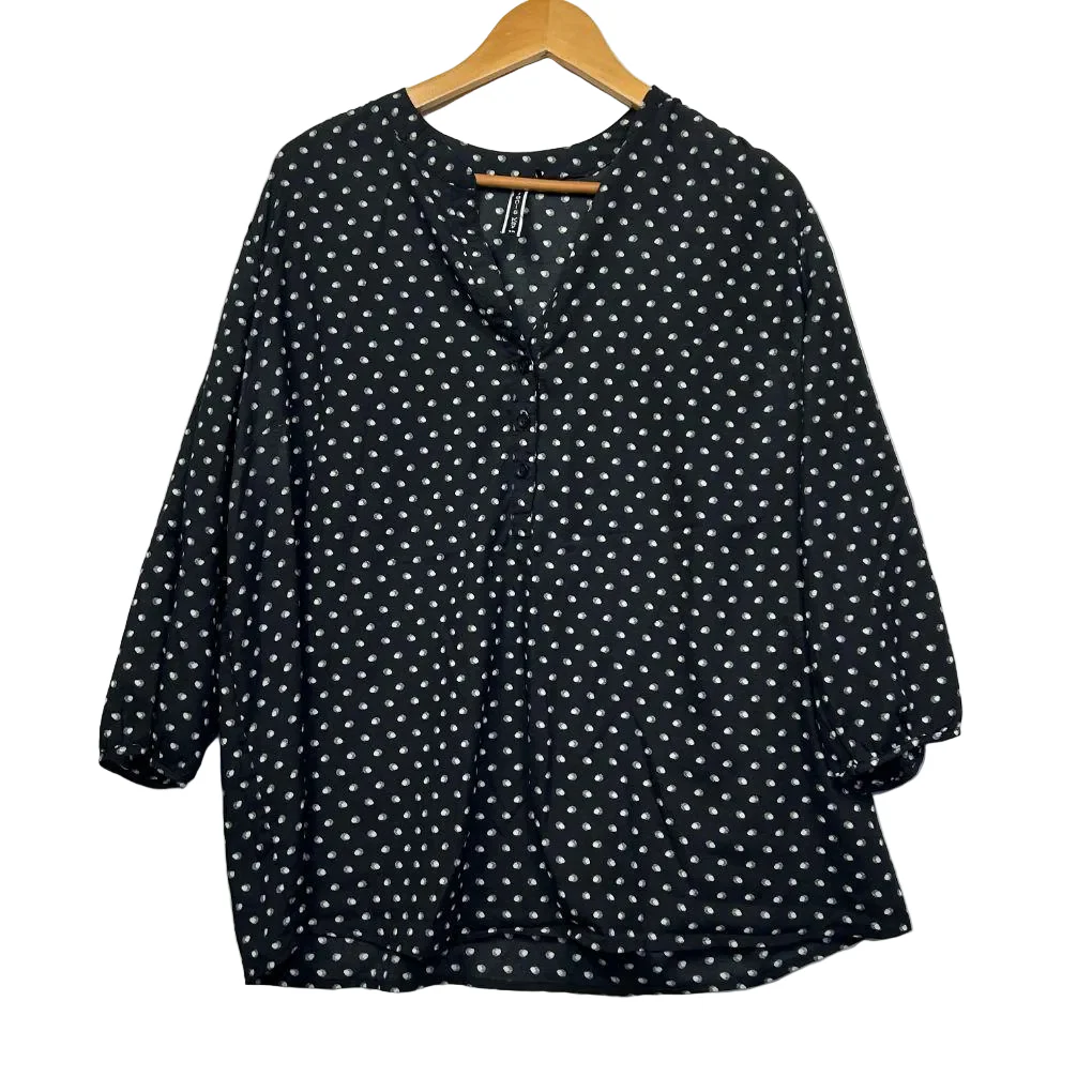 Tania Kay Black Polka Dot Top - Size 16