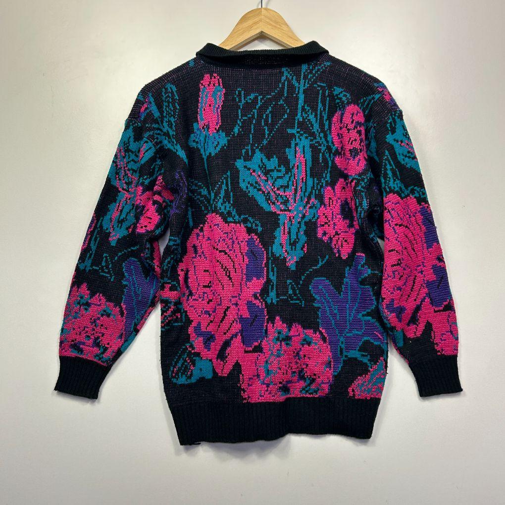 Vintage Target Black Multicolour Rose Knit Sweater - Size 12 - Image 3