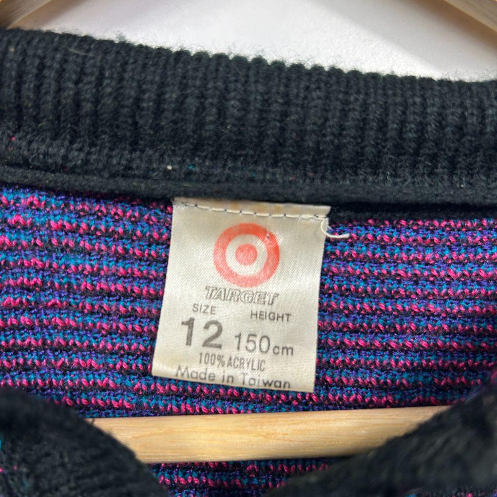Vintage Target Black Multicolour Rose Knit Sweater - Size 12 - Image 4