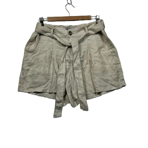Target Woman Beige Belted Linen Shorts - Size 16