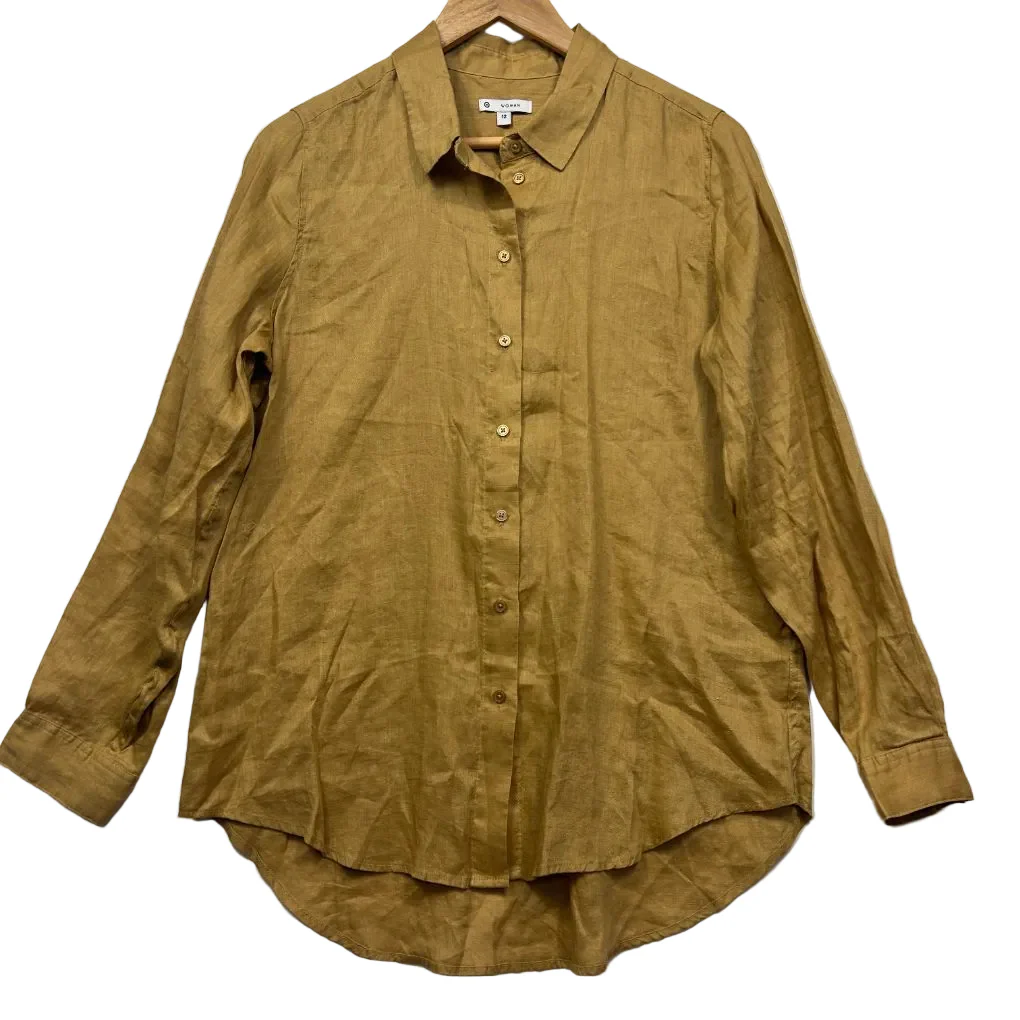 Target Woman Mustard Linen Shirt - Size 12