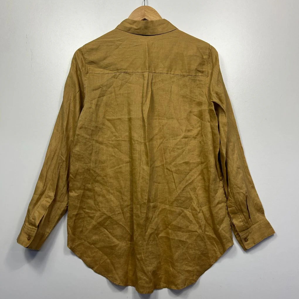 Target Woman Mustard Linen Shirt - Size 12 - Image 4