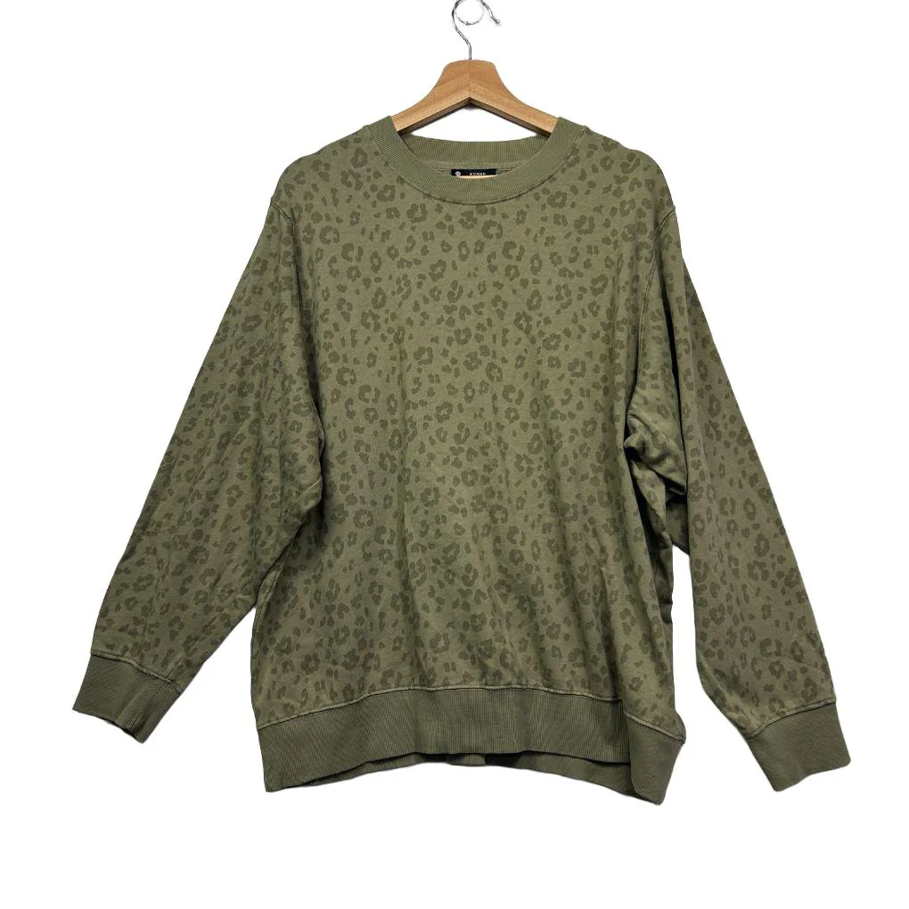 Target Woman Olive Cotton Leopard Sweatshirt - Size 16