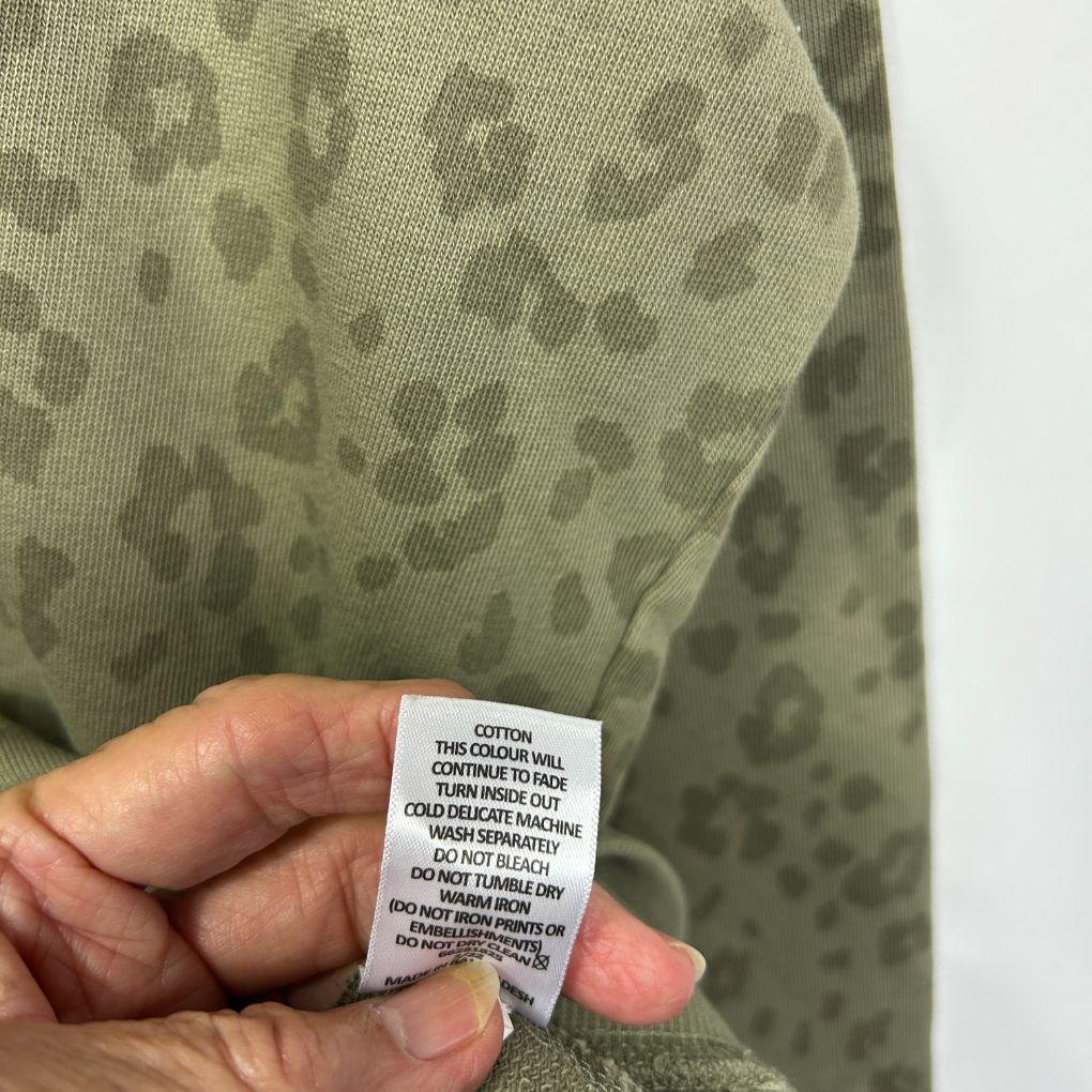 Target Woman Olive Cotton Leopard Sweatshirt - Size 16 - Image 3