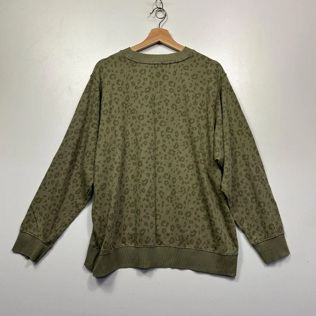 Target Woman Olive Cotton Leopard Sweatshirt - Size 16 - Image 4