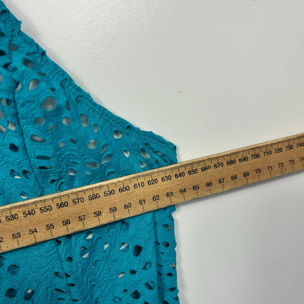 Teal Lace Sleeveless Open Front Top - One Size - Image 4