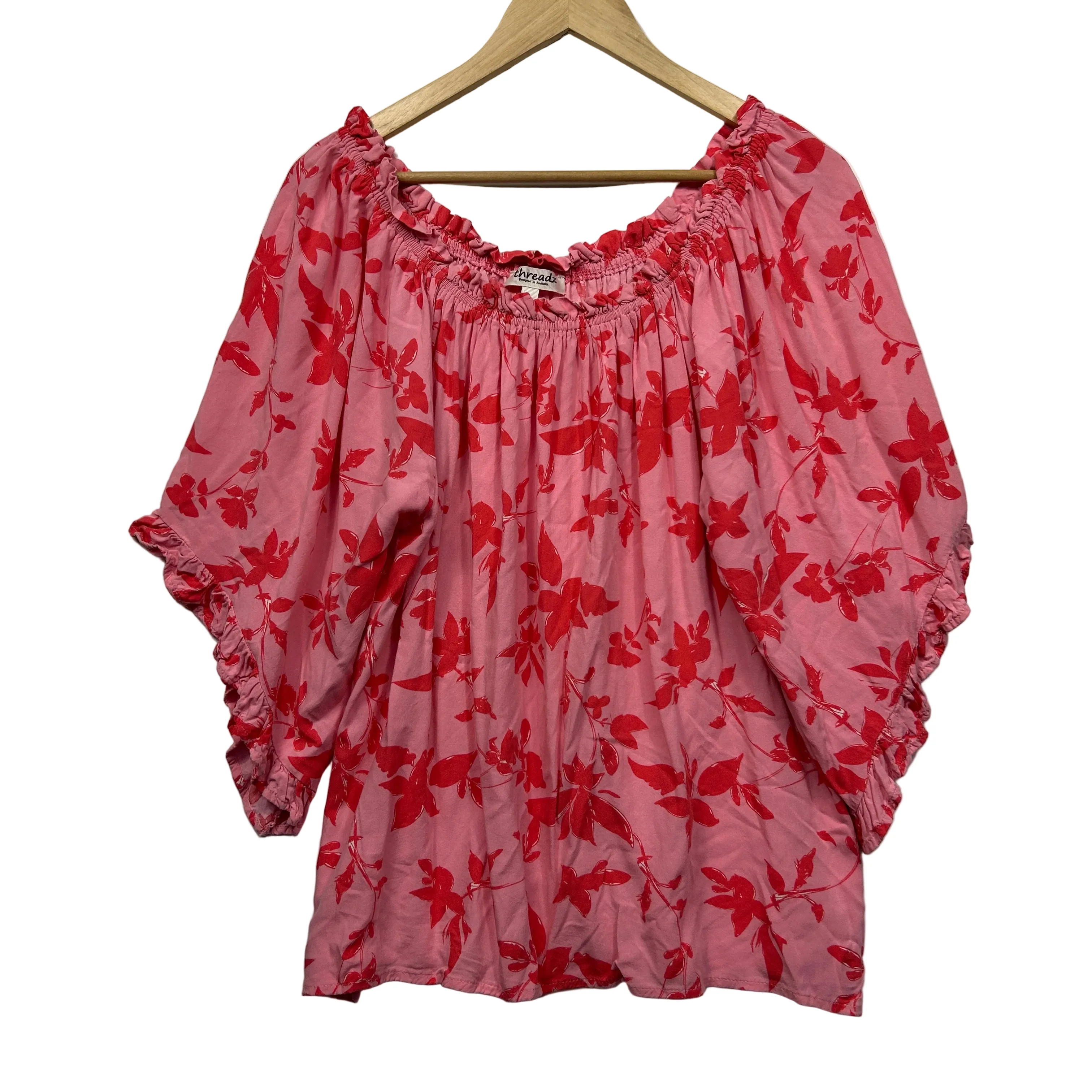 Threadz Pink Floral Blouse - Size L