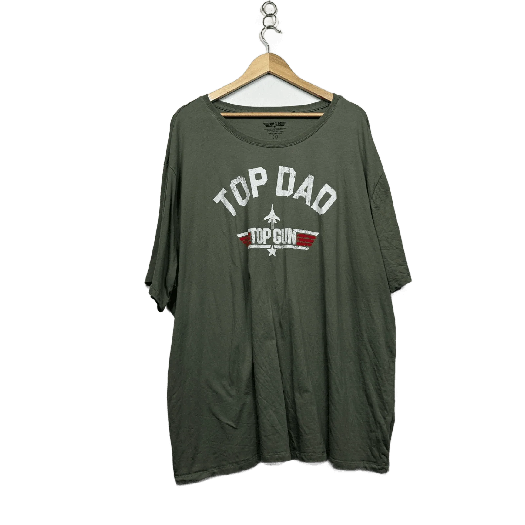 Top Gun Top Dad Men's Khaki Crew Neck Short Sleeve Cotton T-Shirt Size 7XL