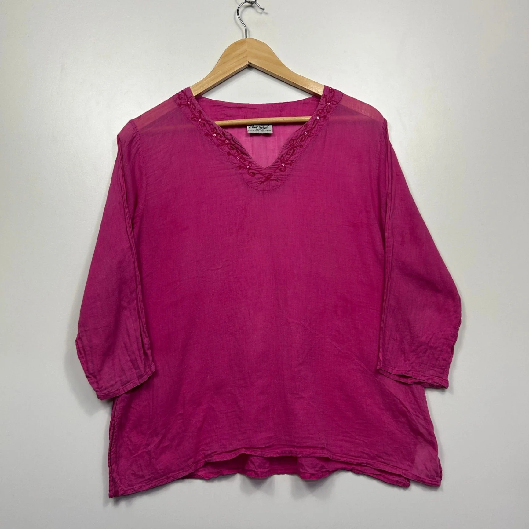 Tree of Life Pink Boho Top Size 16 18 Long Sleeve Rayon Lightweight - Image 3