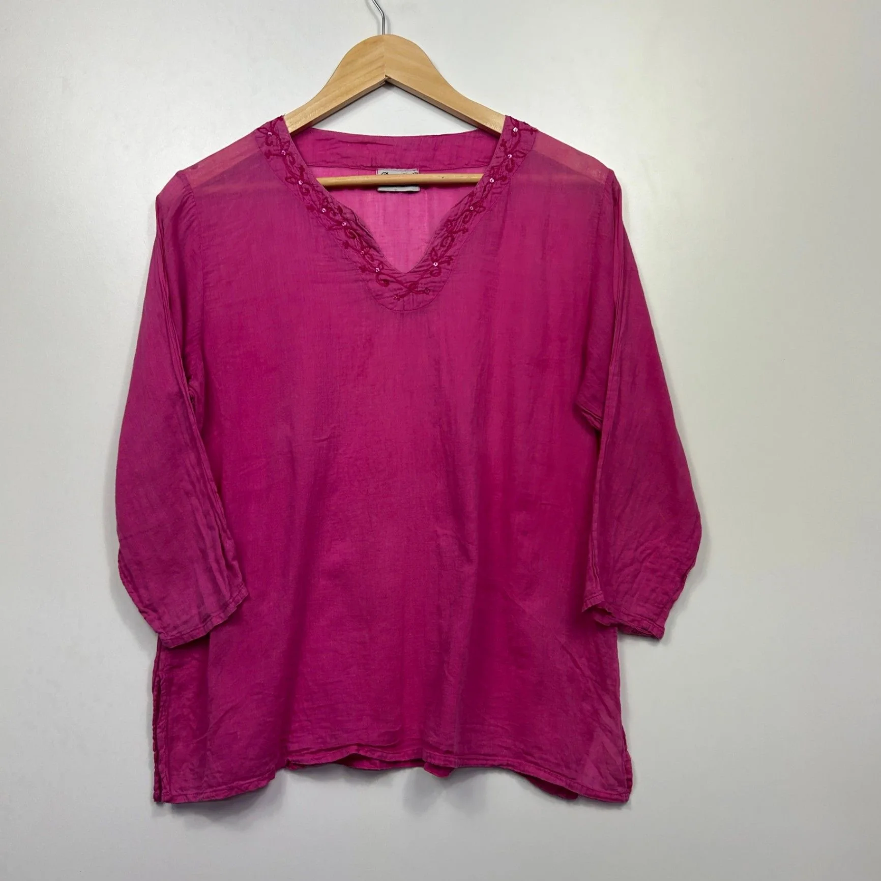 Tree of Life Pink Boho Top Size 16 18 Long Sleeve Rayon Lightweight - Image 4