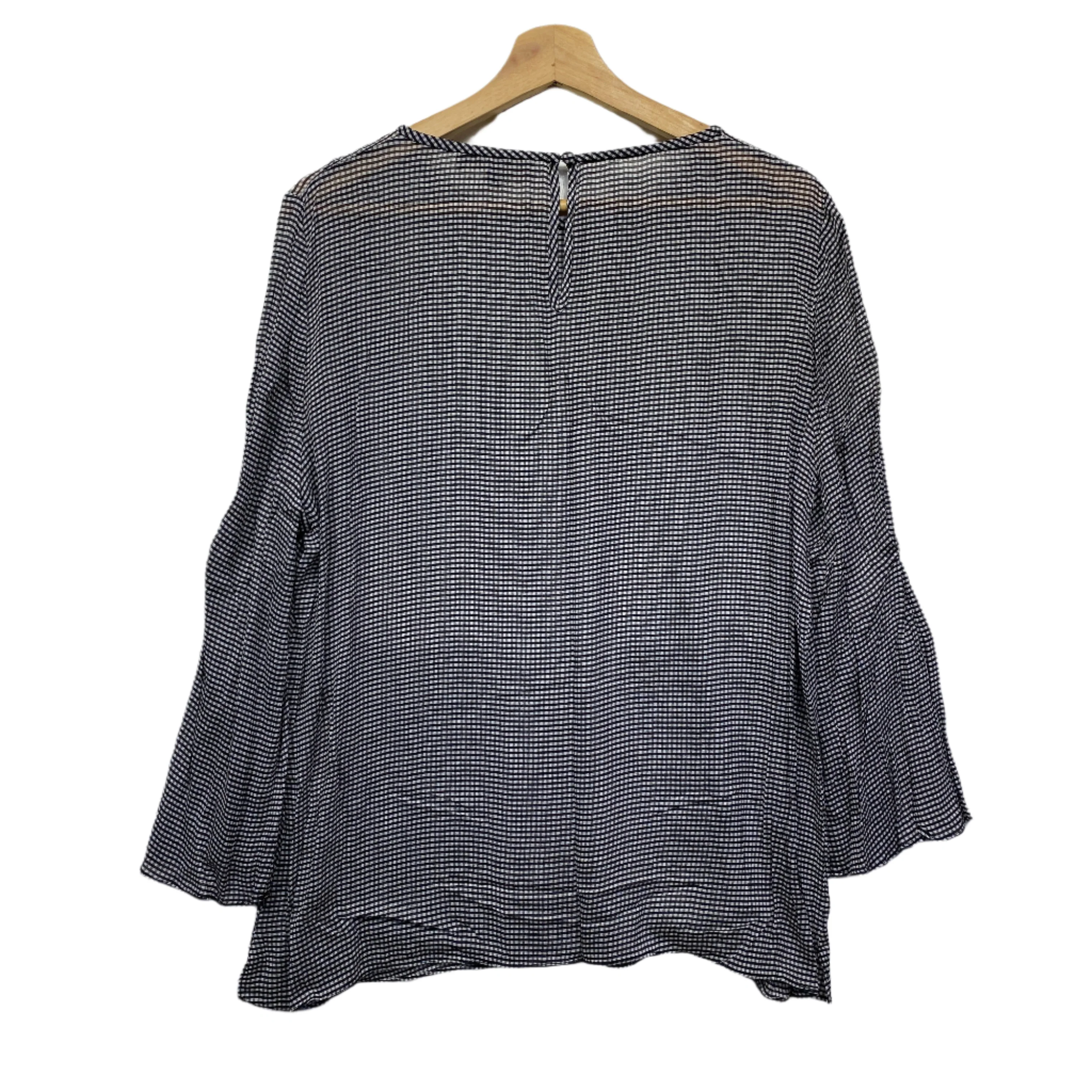 David Lawrence Top Size 14 Long Sleeve Black Check Sheer - Image 2