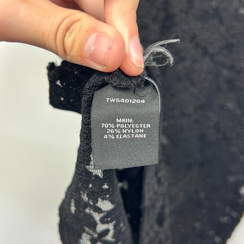 Black Lace Scallop Hem Sheer Top - Size 14 - Image 3