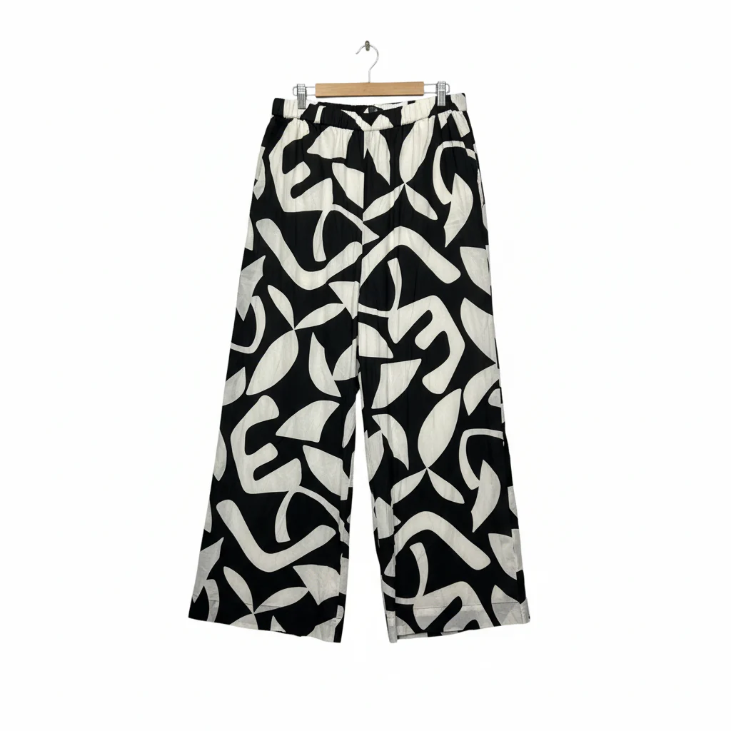 Unison Black and White Geometric Print Pants - Size 14