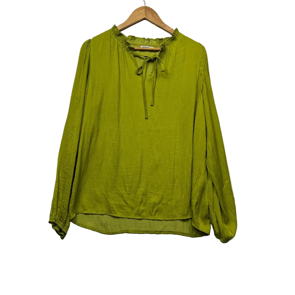 Valleygirl Lime Green Tie-Neck Blouse - Size 14
