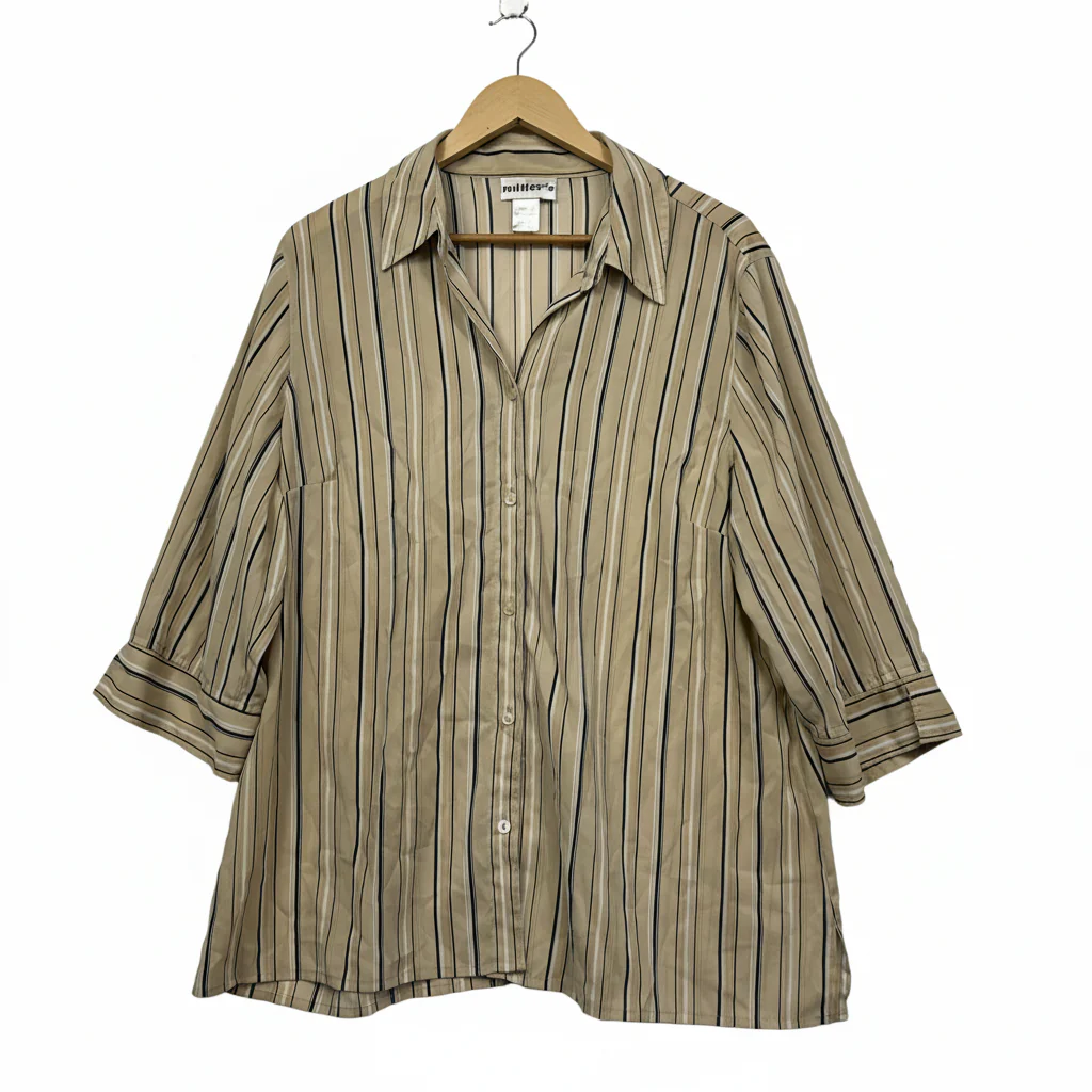 Vintage Millers Beige Striped Shirt - Size 20
