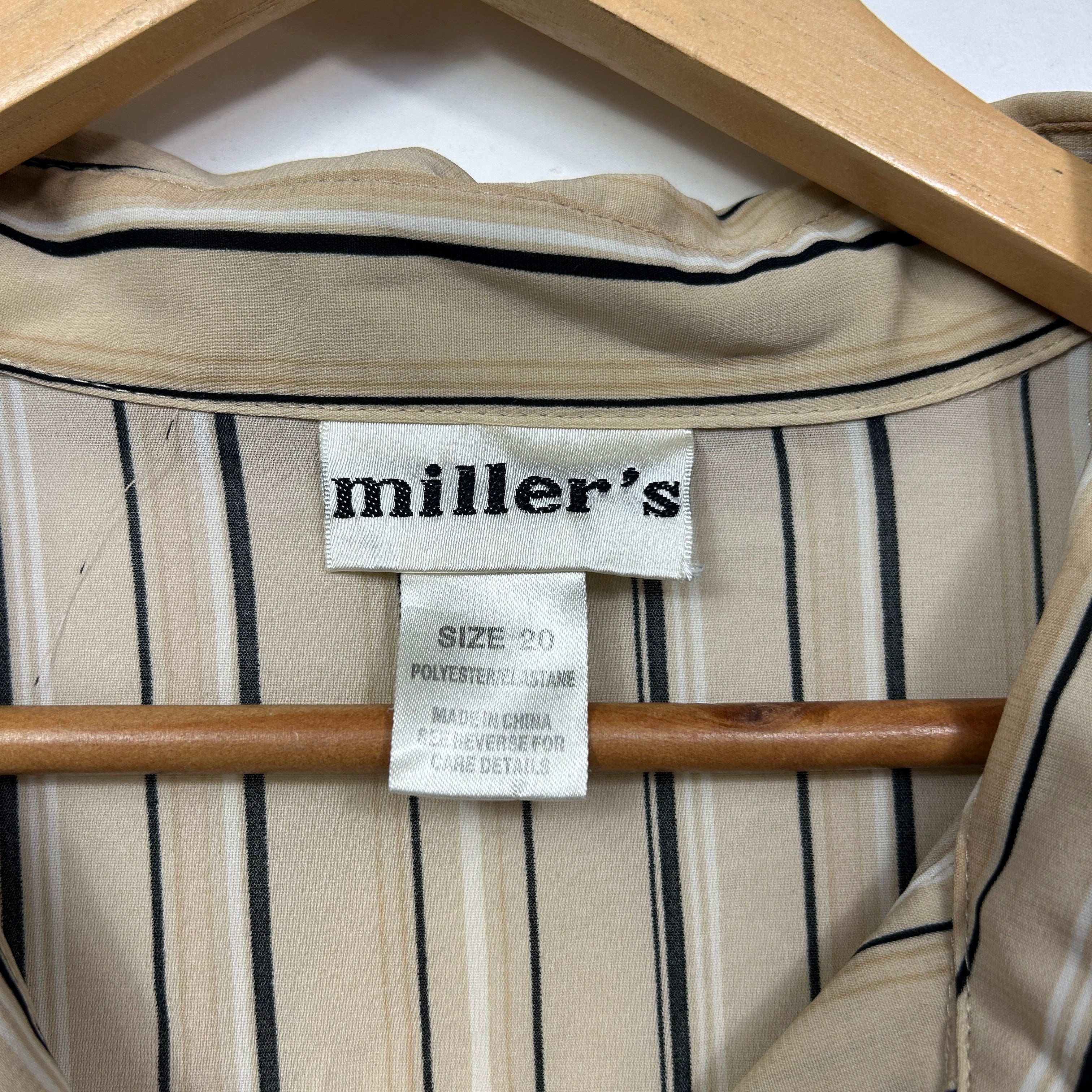 Vintage Millers Beige Striped Shirt - Size 20 - Image 2