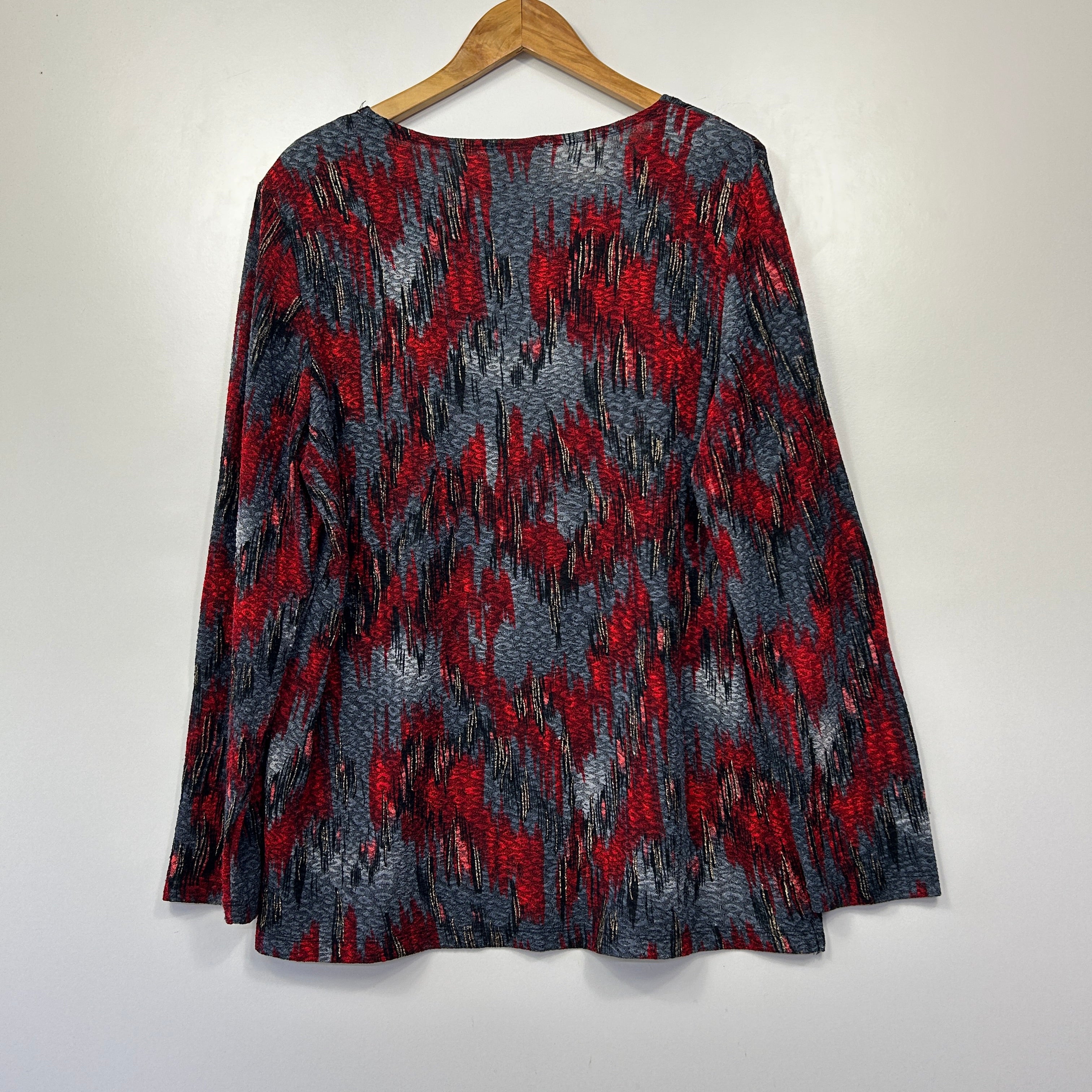 Vintage Millers Red Grey Abstract Print Top - Size 16 - Image 3