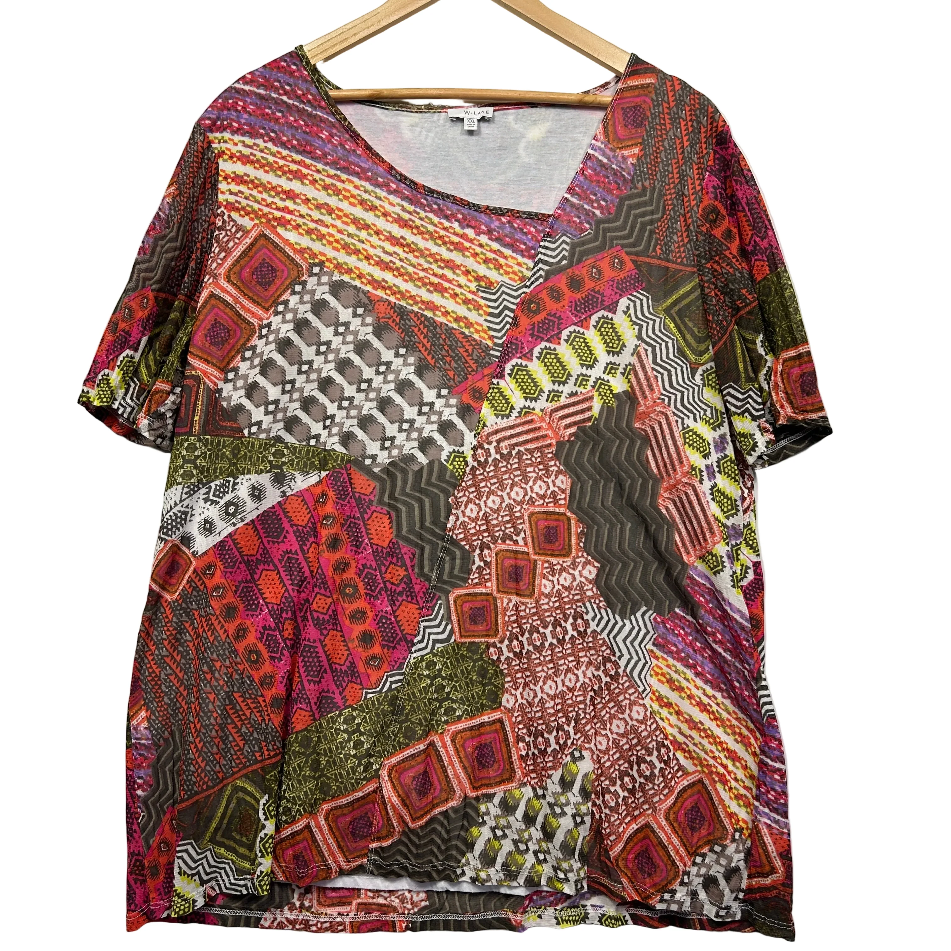 W.Lane Multicoloured Patchwork Print Top - Size XXL