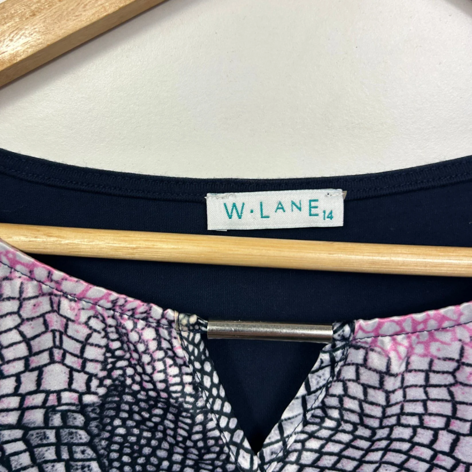 W Lane Short Sleeve Top Size 14 Floral Navy Multicoloured - Image 4