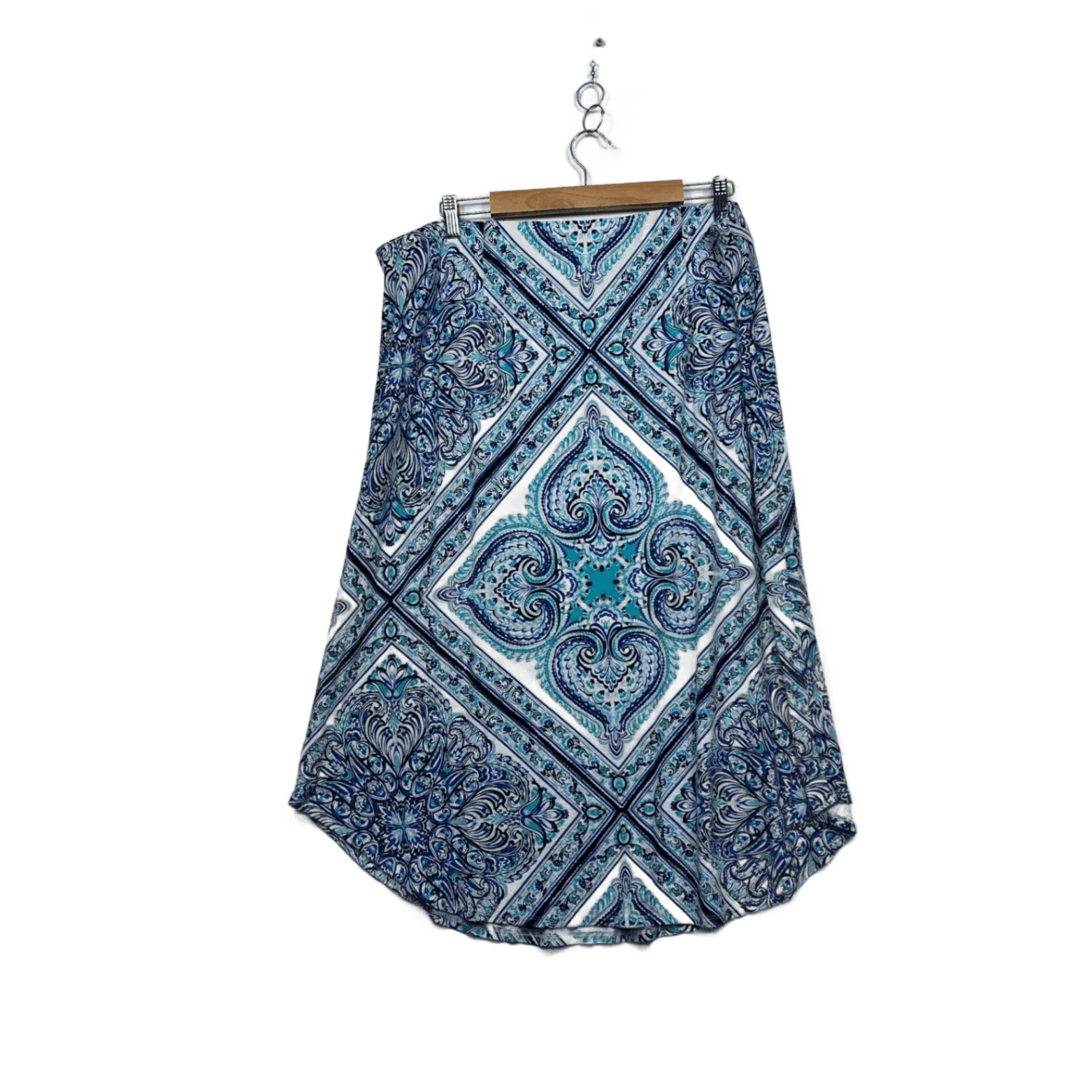 W.Lane Blue Aqua Paisley Print Stretch Skirt Size 2XL 16 18