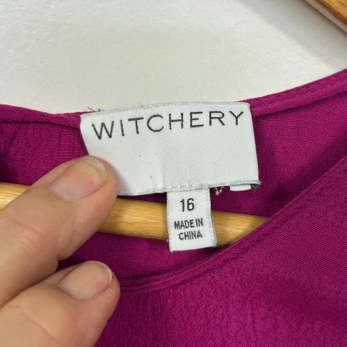 Witchery Magenta Tiered Sleeveless Maxi Dress - Size 16 - Image 3