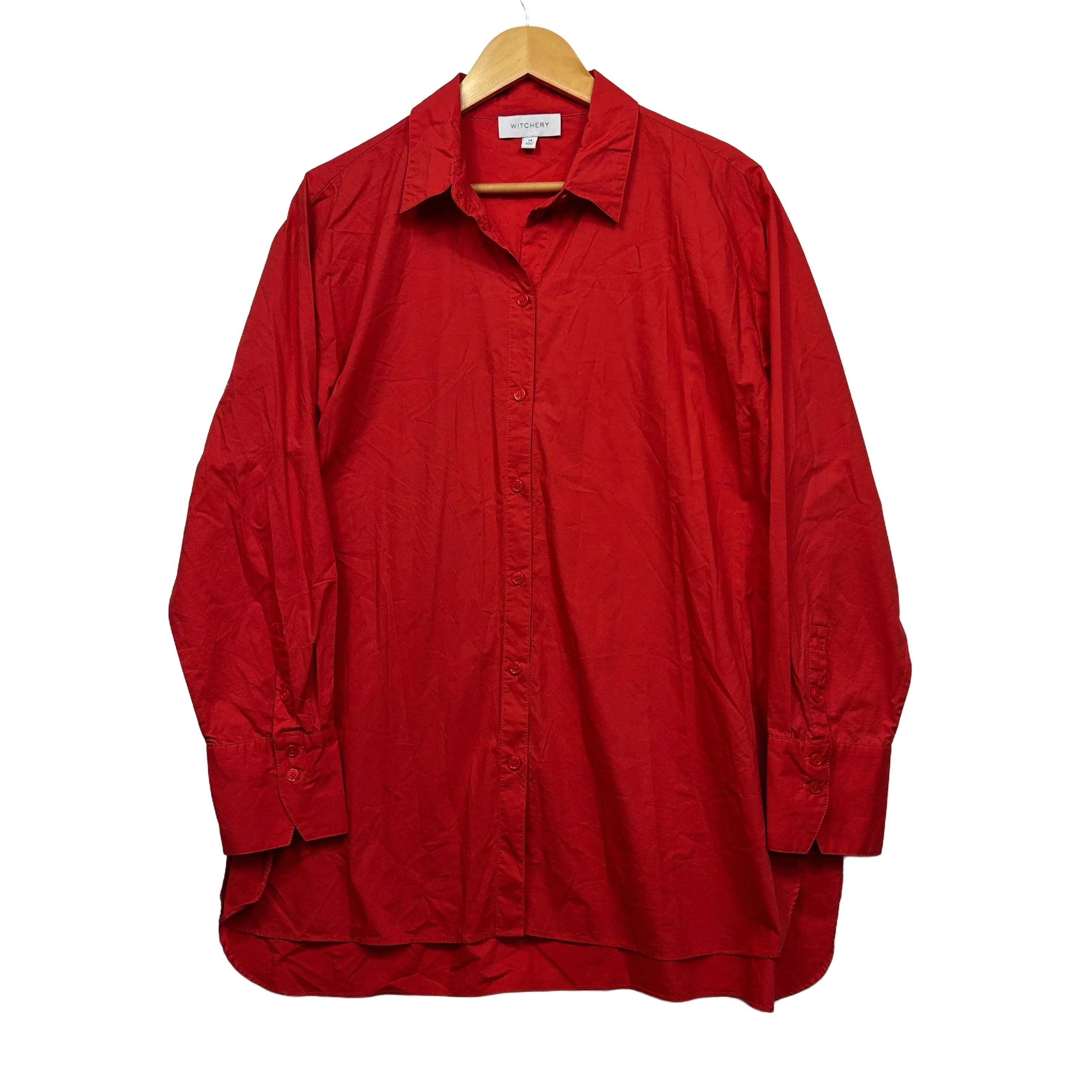 Witchery Red Button Up Shirt - Size 14