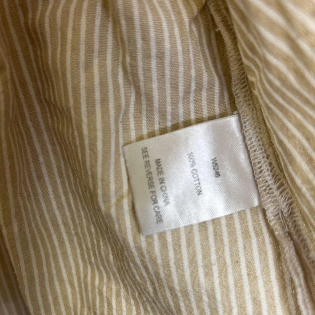 WITE Beige Striped Cotton Ruffle-Hem Top - Size 16 - Image 3