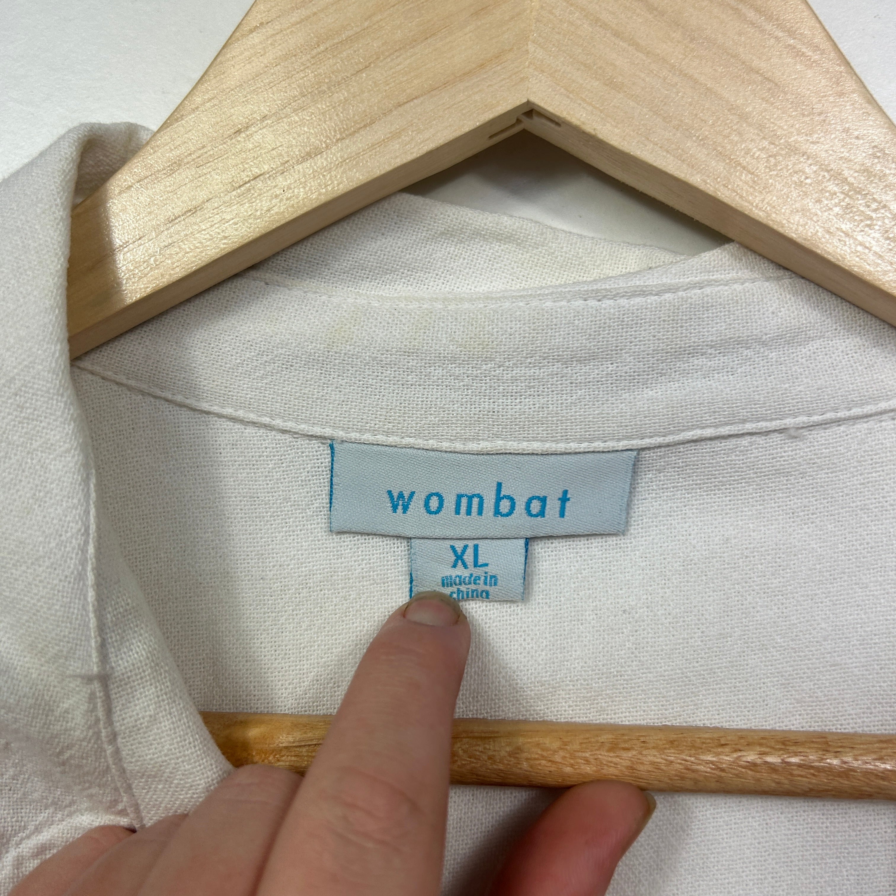 Wombat White Button Up Linen Shirt - Size XL - Image 2