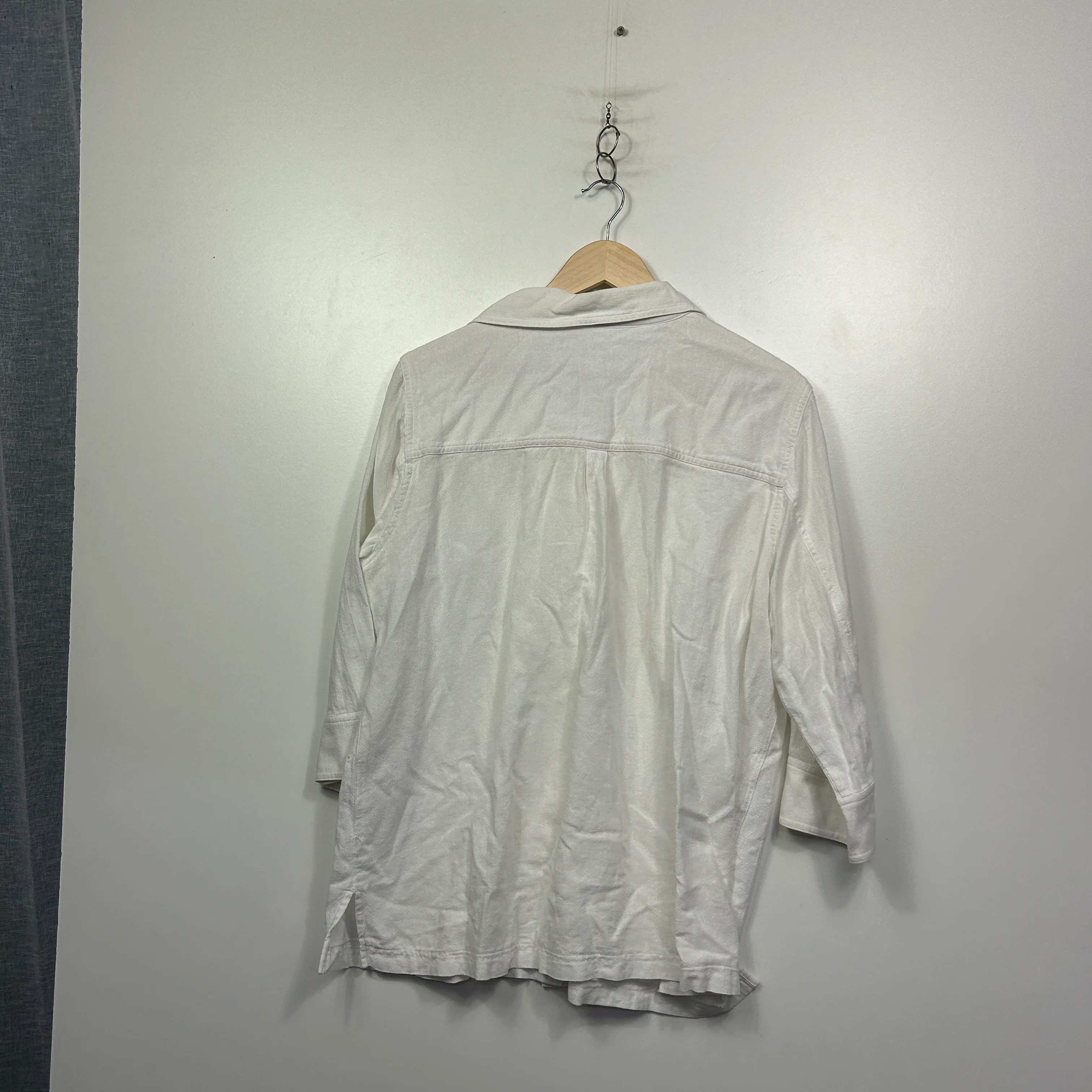 Wombat White Button Up Linen Shirt - Size XL - Image 3