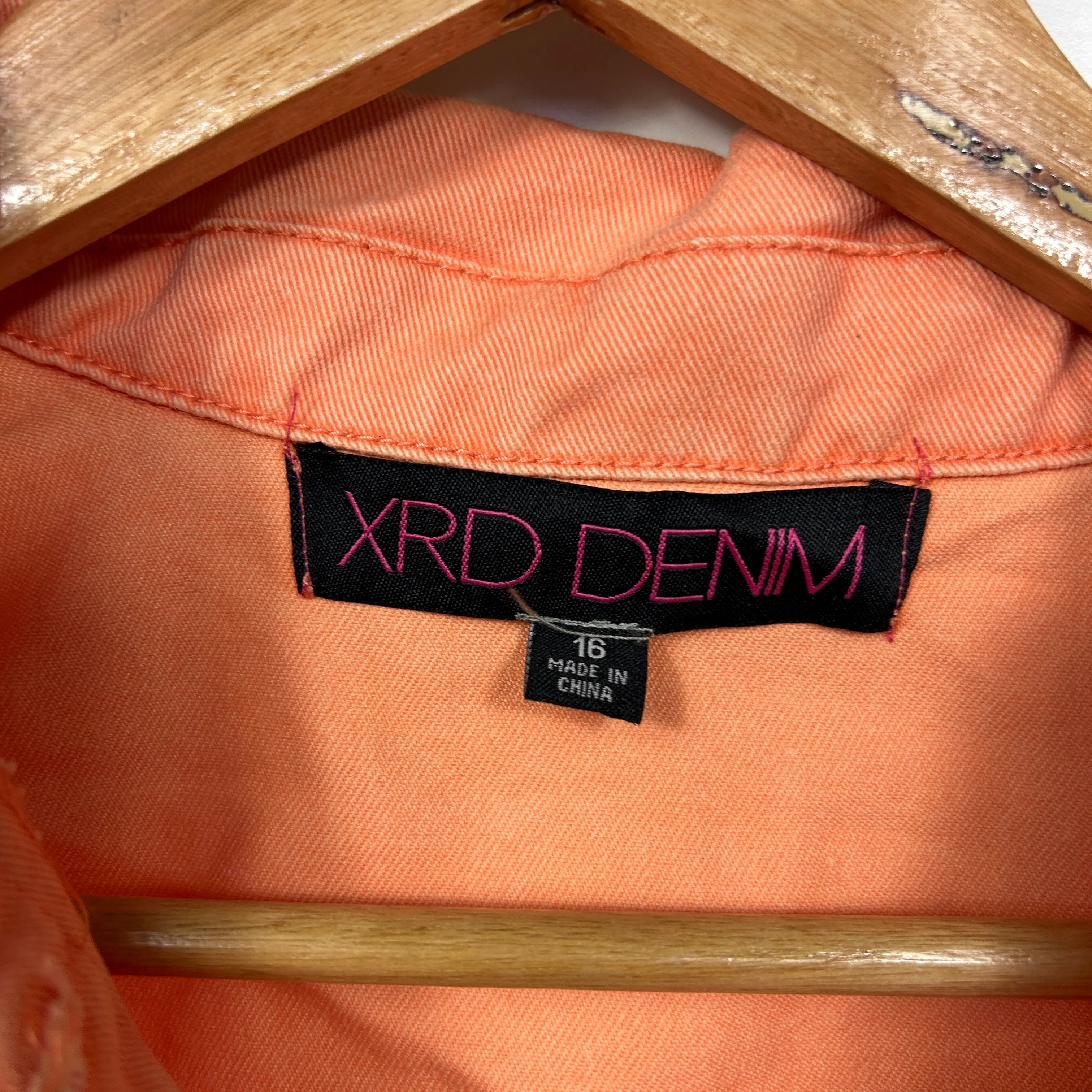 XRD Denim Peach Cropped Denim Jacket - Size 16 - Image 2