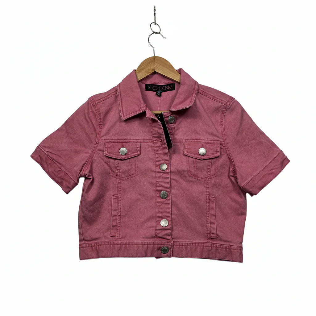 XRD Denim Pink Cropped Denim Jacket - Size 12