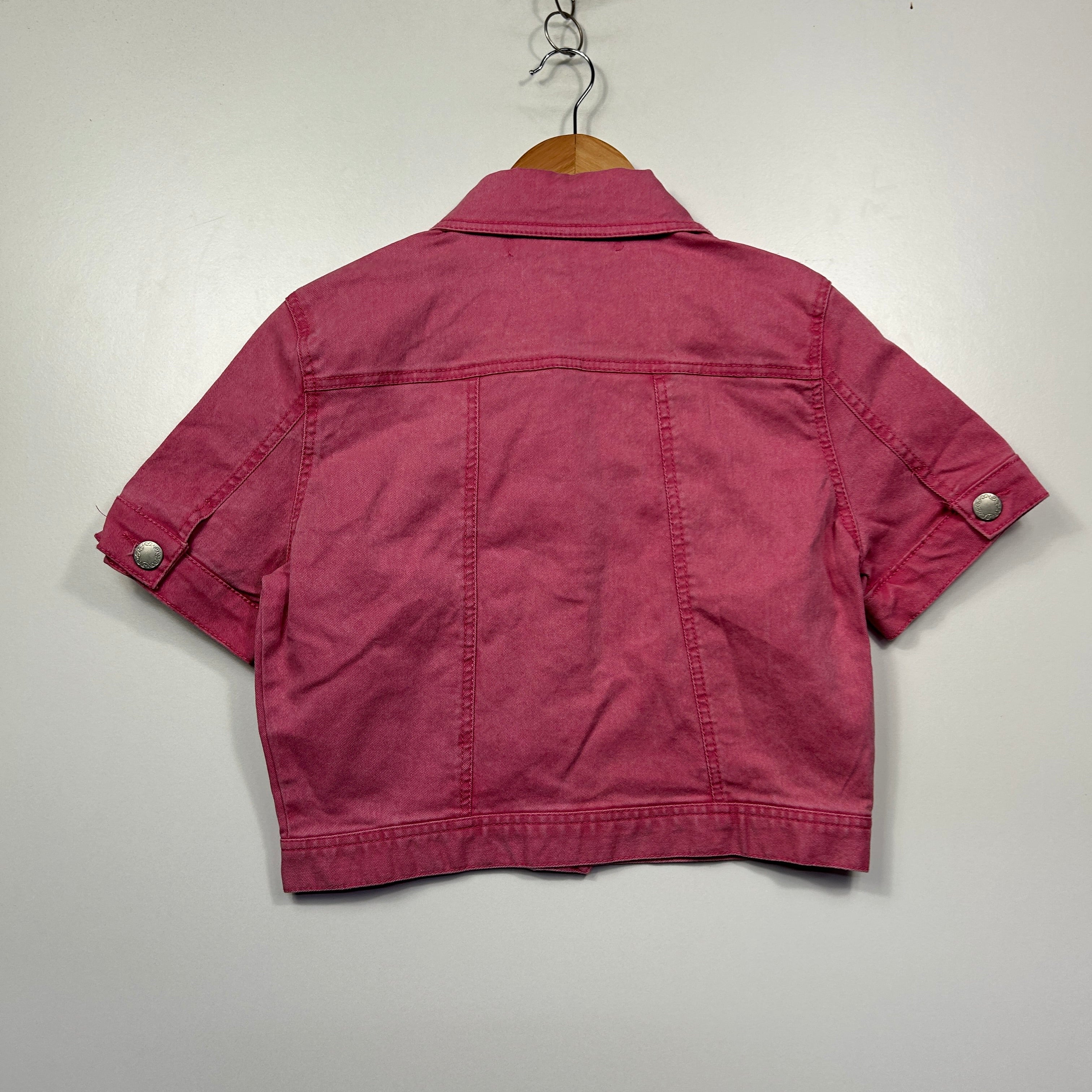 XRD Denim Pink Cropped Denim Jacket - Size 12 - Image 4
