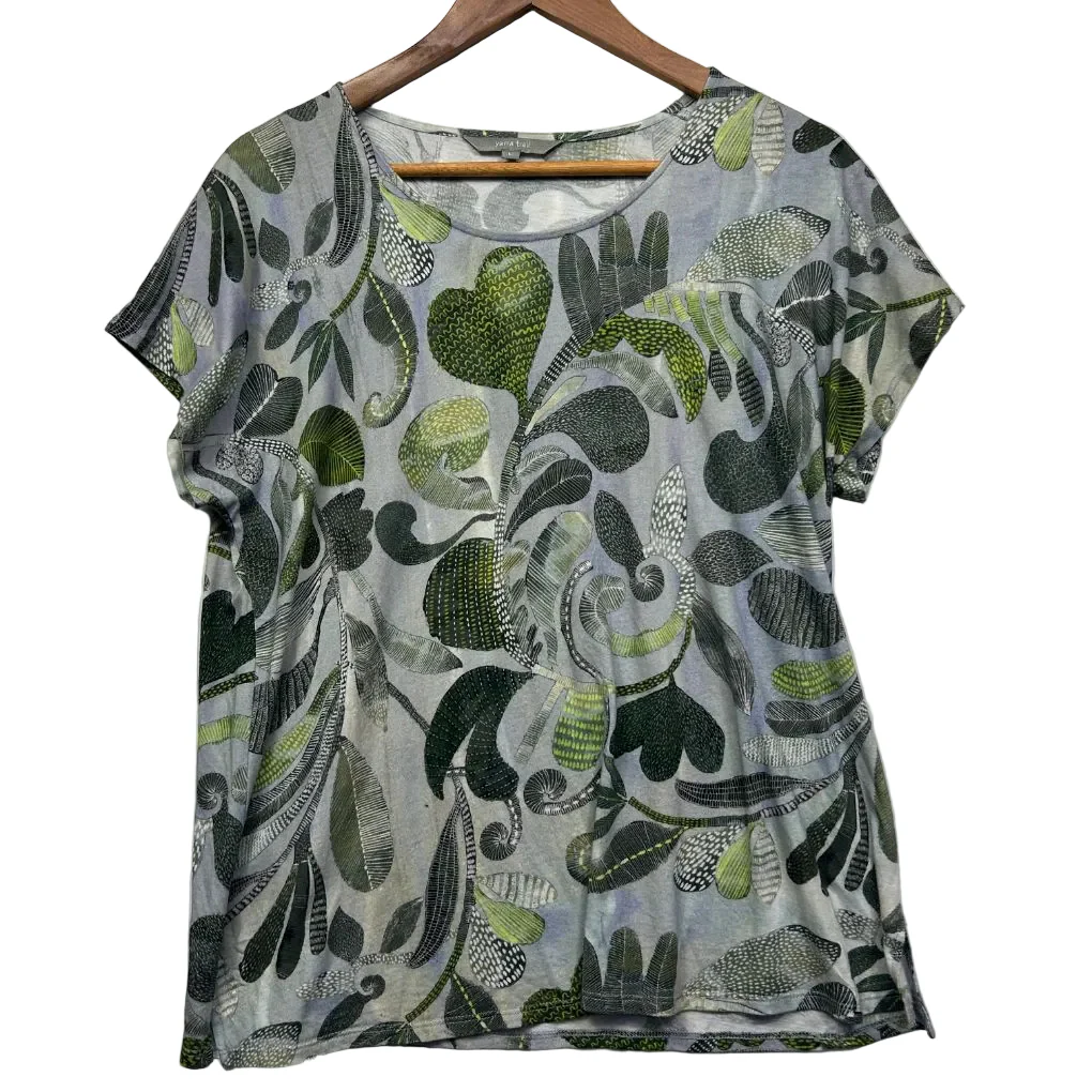 Yarra Trail Green Leaf Print Top - Size L