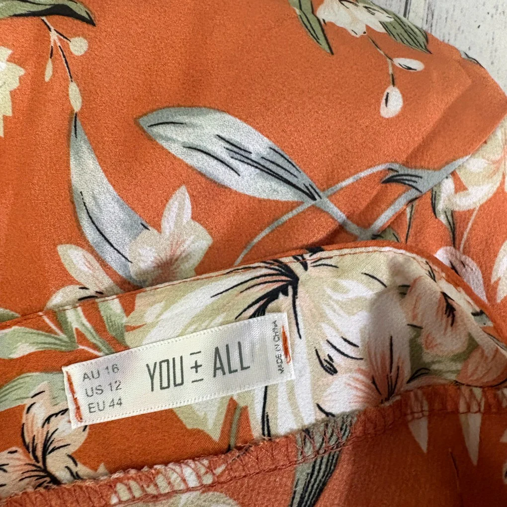 You + All Orange Floral Handkerchief Hem Skirt - Size 16 - Image 4