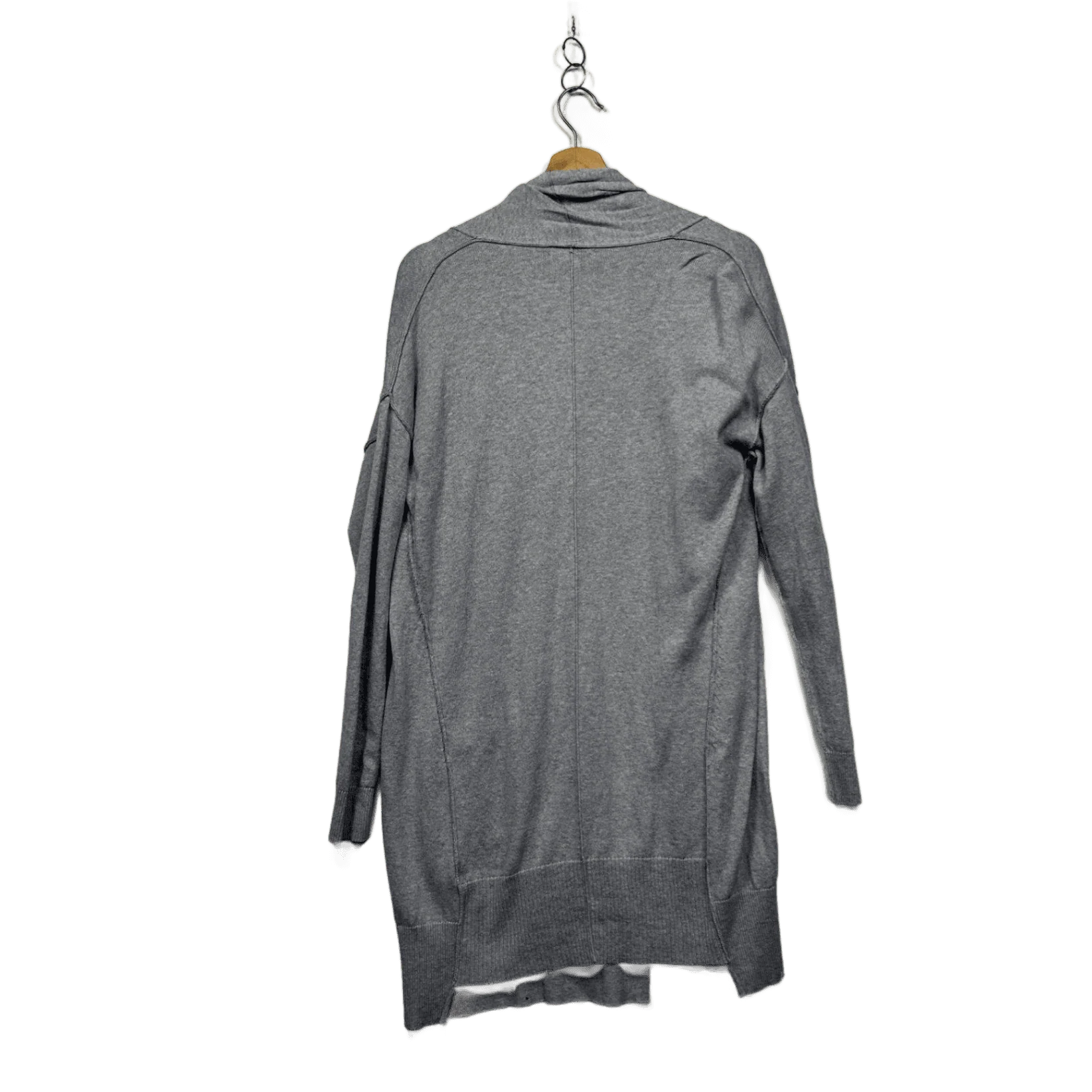 ZAKET & PLOVER Women's Grey Cotton Cashmere Open Front Longline Cardigan Size M - Image 2